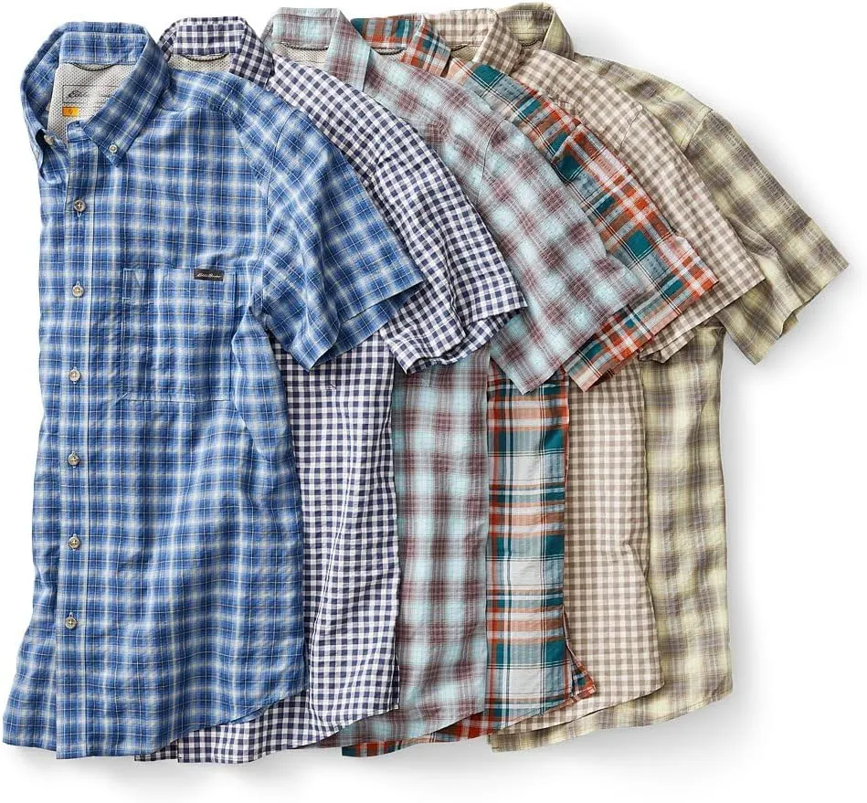 Eddie Bauer mens Pack It Seersucker Short-sleeve Shirt