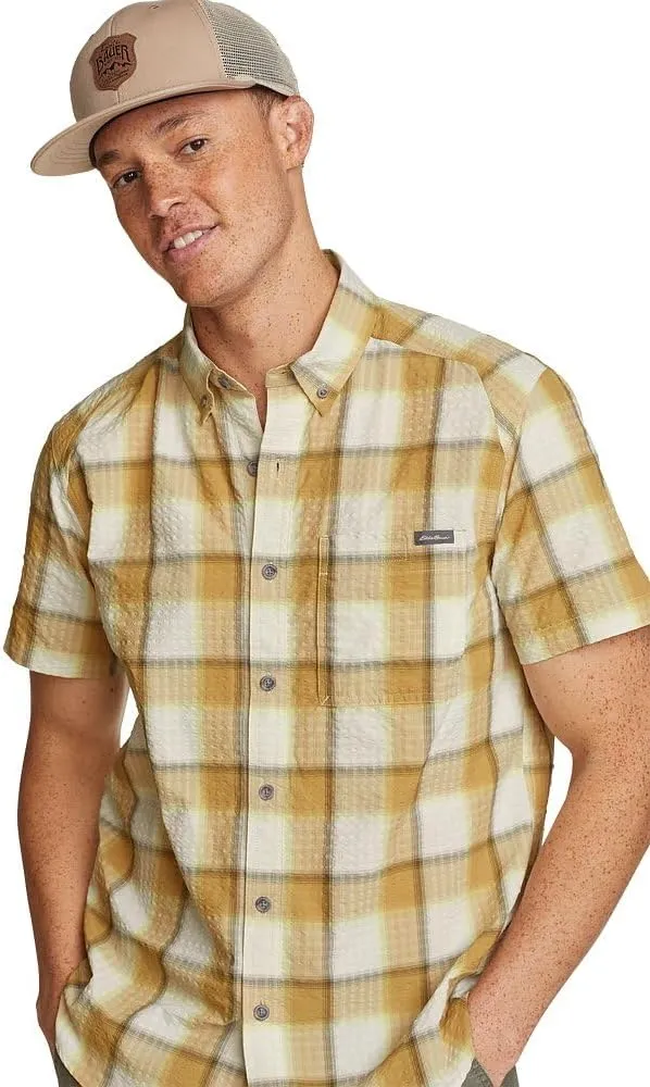 Eddie Bauer mens Pack It Seersucker Short-sleeve Shirt