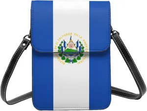 El Salvador Flag Leather Crossbody Phone Purse for Women Cute Wallet Bags Lightweight Mini Sling Bag