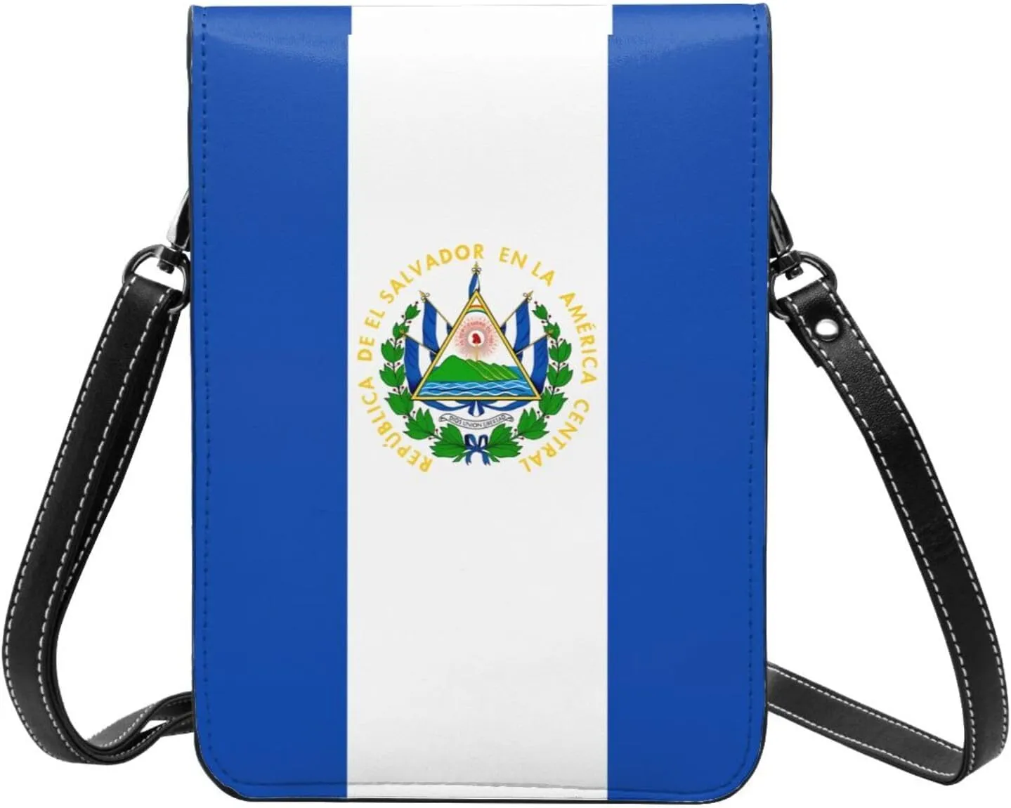 El Salvador Flag Leather Crossbody Phone Purse for Women Cute Wallet Bags Lightweight Mini Sling Bag