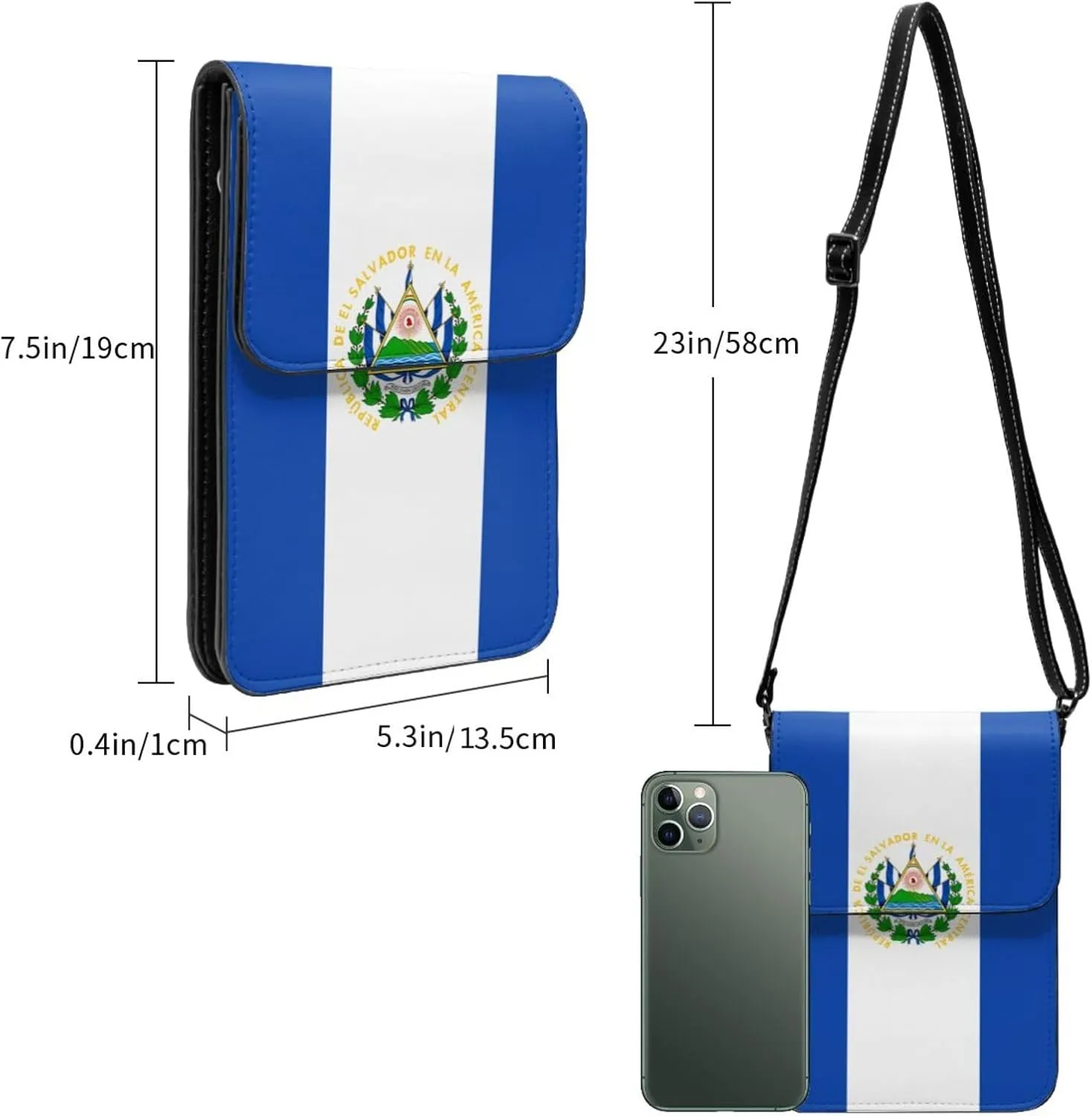 El Salvador Flag Leather Crossbody Phone Purse for Women Cute Wallet Bags Lightweight Mini Sling Bag