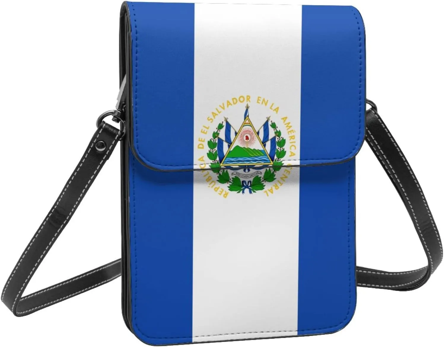 El Salvador Flag Leather Crossbody Phone Purse for Women Cute Wallet Bags Lightweight Mini Sling Bag