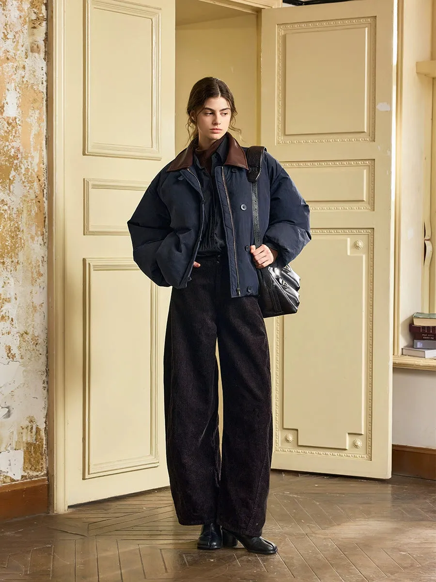 Elegant Contrast Collar Puffer Jacket