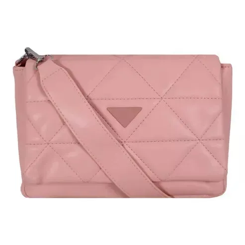 Elegant Quilted Sling Bag with Mini Pouch (Peach)