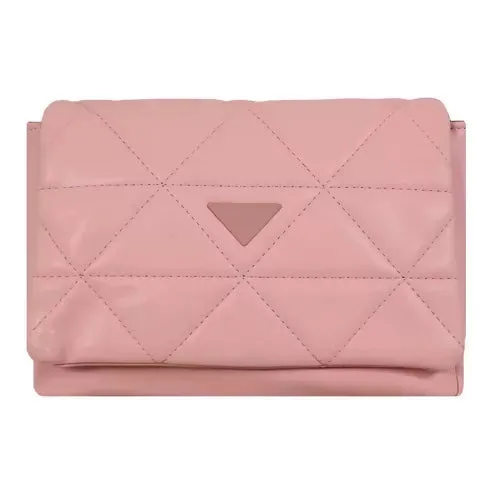 Elegant Quilted Sling Bag with Mini Pouch (Peach)