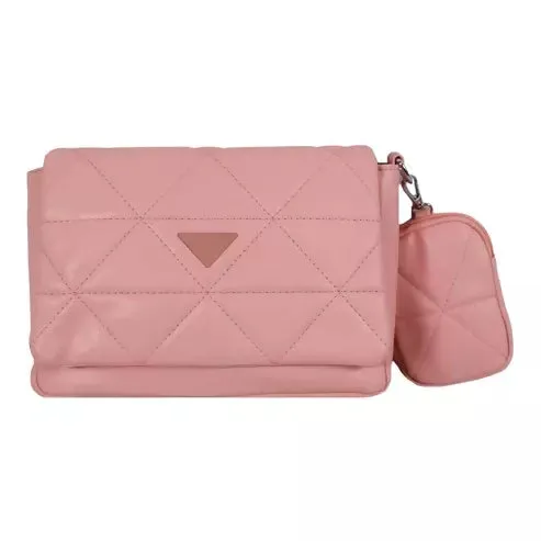 Elegant Quilted Sling Bag with Mini Pouch (Peach)