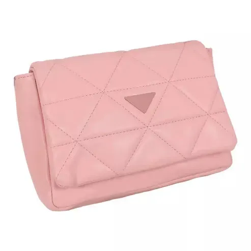 Elegant Quilted Sling Bag with Mini Pouch (Peach)