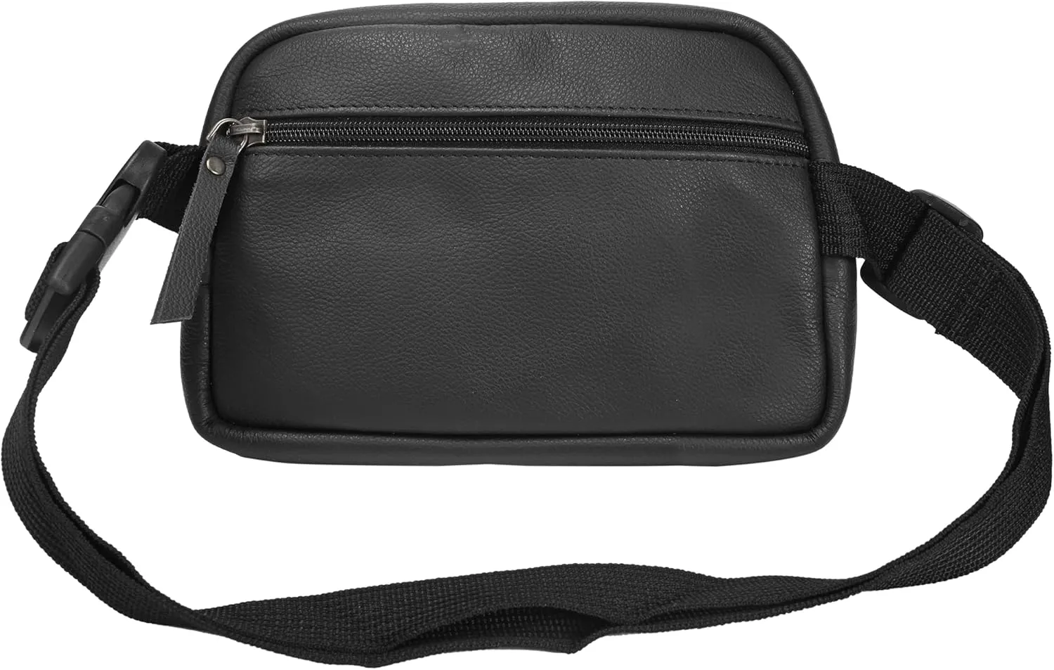 ELIZO Real Leather Fanny Waist Bag - Black - Unisex Leather Fanny Pack - Small Crossbody Bag - Belt Bag for Women & Men - Running, Hiking, Outdoor