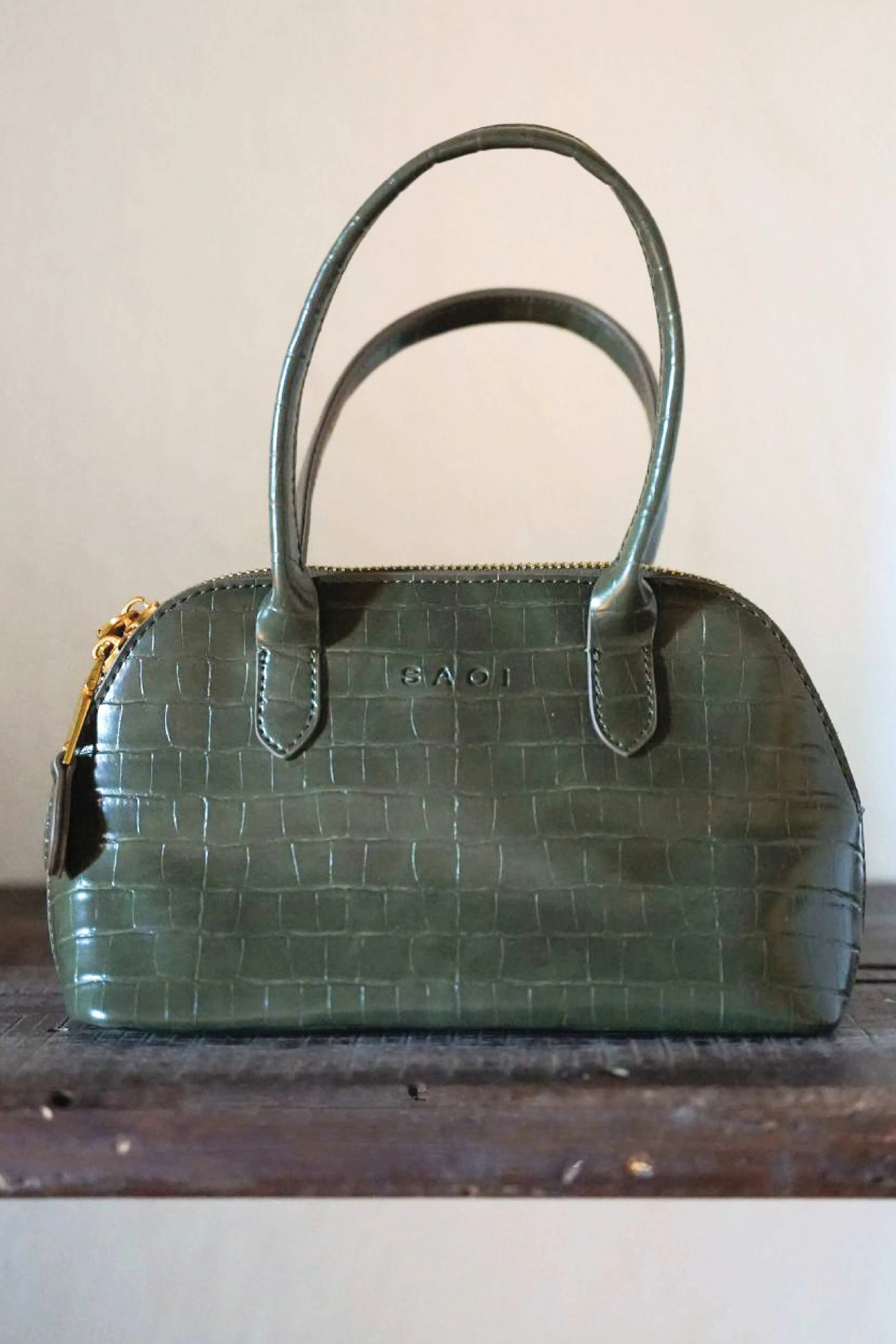 Elsa Bag in Croc Olive