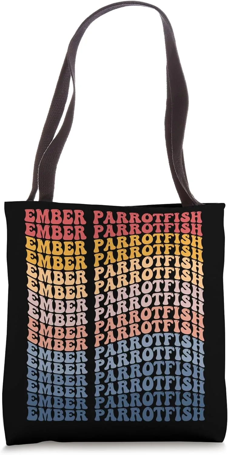 Ember Parrotfish Groovy Retro Fish Tote Bag