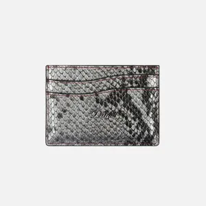 EMBOSSED LEATHER CARDHOLDER - SILVER SNAKE