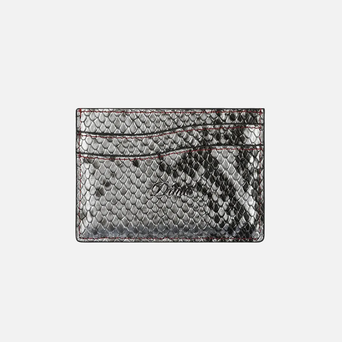 EMBOSSED LEATHER CARDHOLDER - SILVER SNAKE