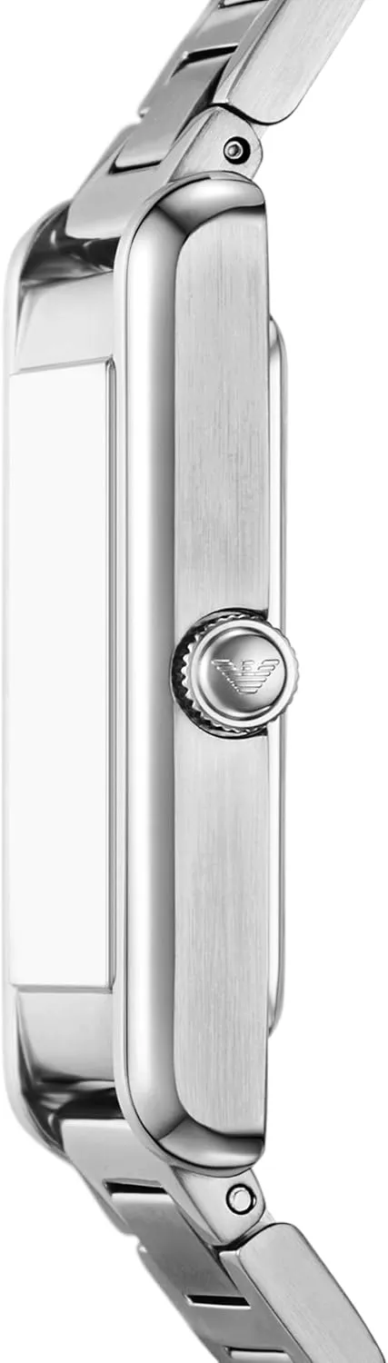 Emporio Armani Men's Rectangular Watch with Stainless Steel or Leather Band; Dress Watch for Men