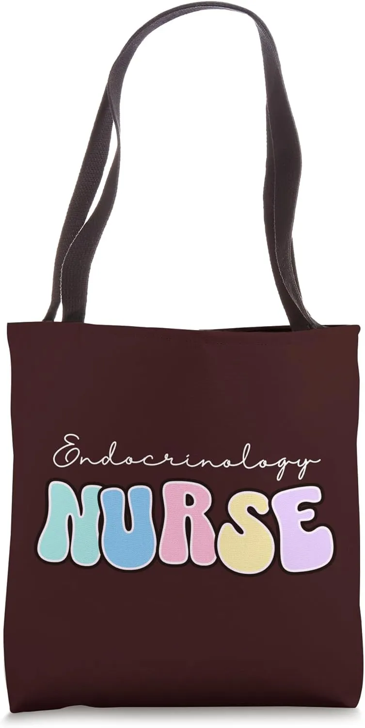 Endocrinology Nurse Endocrinologist Squad Groovy Pink Pastel Tote Bag