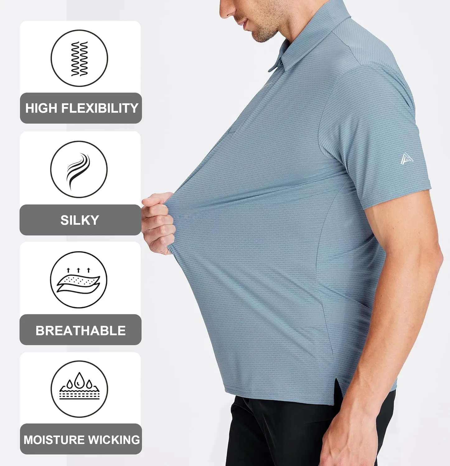 Esabel.C Jacquard Golf Shirts for Men Moisture Wicking Short Sleeve Performance Dry Fit Active Mens Polo Shirts