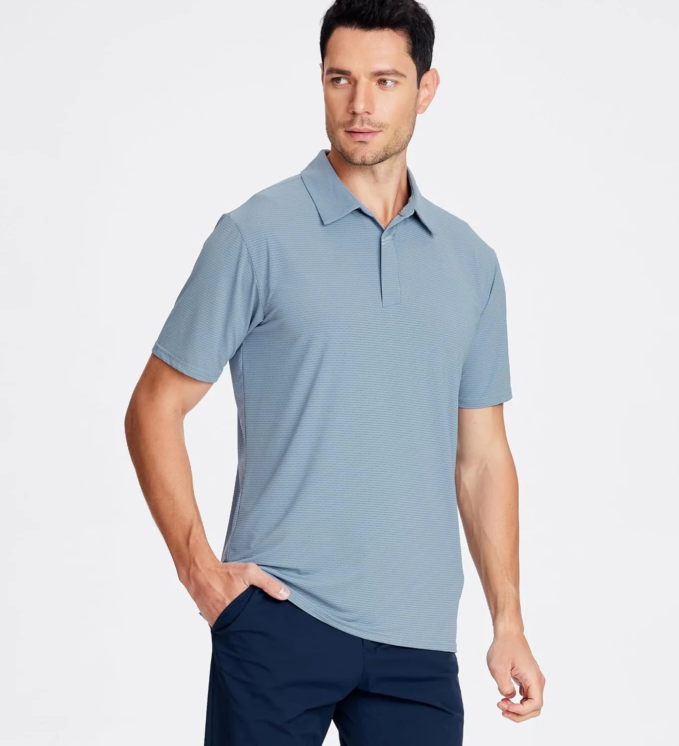 Esabel.C Jacquard Golf Shirts for Men Moisture Wicking Short Sleeve Performance Dry Fit Active Mens Polo Shirts