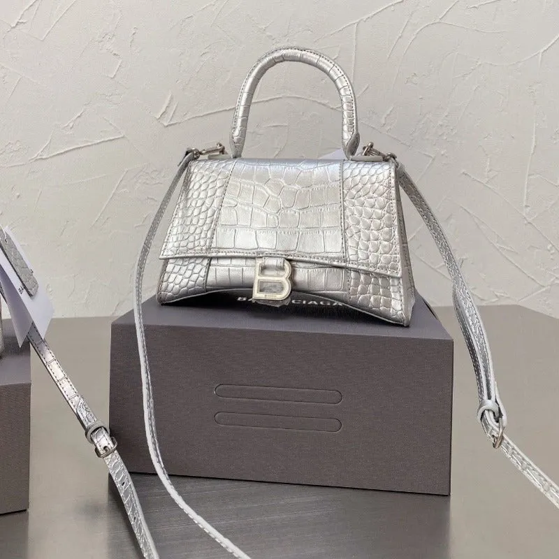 ESMEE - Handbag Crocodile Embossed Silver