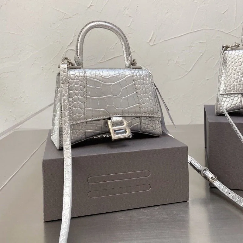 ESMEE - Handbag Crocodile Embossed Silver