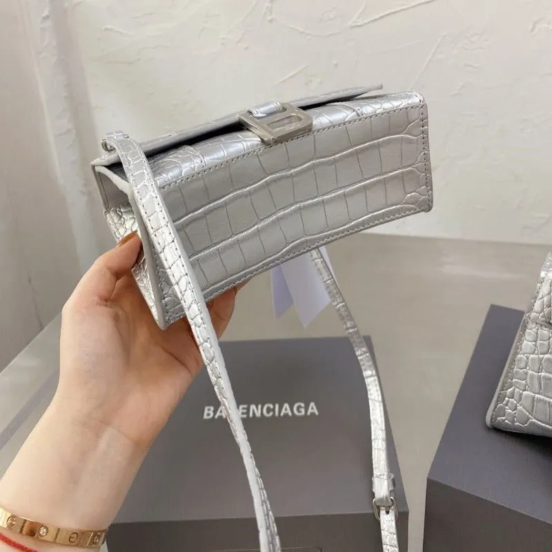 ESMEE - Handbag Crocodile Embossed Silver