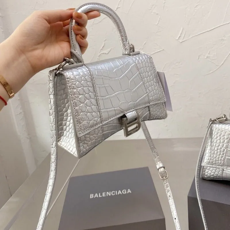 ESMEE - Handbag Crocodile Embossed Silver