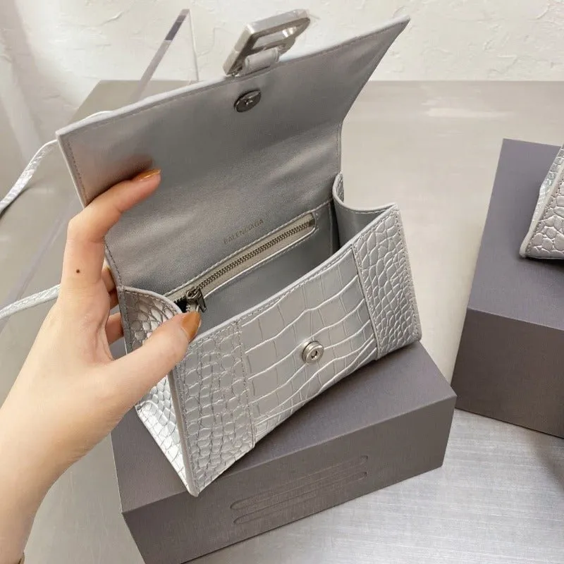 ESMEE - Handbag Crocodile Embossed Silver