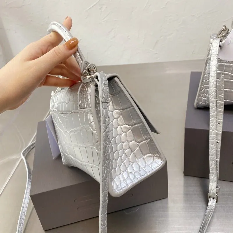 ESMEE - Handbag Crocodile Embossed Silver