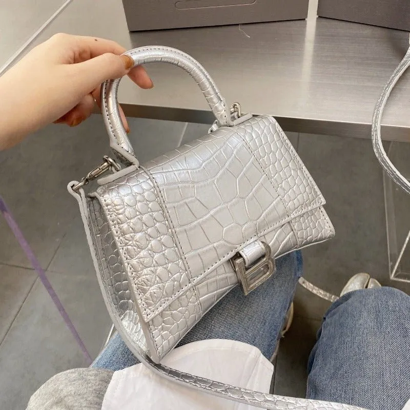 ESMEE - Handbag Crocodile Embossed Silver