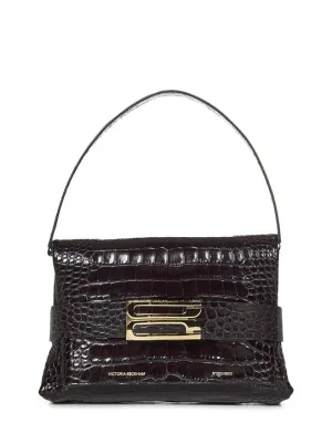 Espresso-Embossed Crocodile Print Clutch