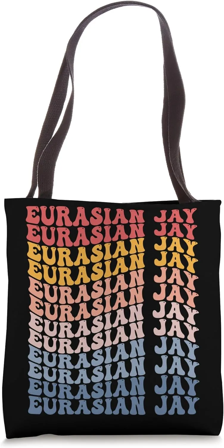 Eurasian Jay Groovy Retro Tote Bag