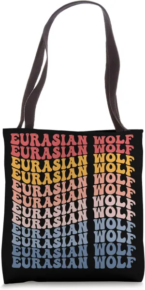 Eurasian Wolf Groovy Retro Tote Bag