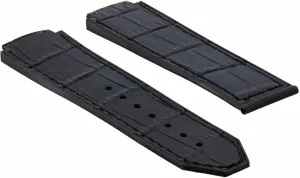 Ewatchparts 25mm Leather Watch Band Strap Rubber Compatible With Hublot Big Bang Fusion H Black