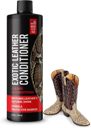 Exotic Leather Conditioner for Boots - Made in USA Leather Cleaner Specially Formulated to Clean & Condition Your Reptile & Exotic Skins - Snakeskin Conditioner - Crocodile Leather Conditioner - 8oz