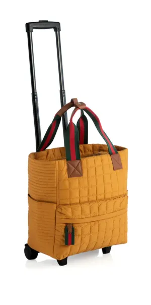 EZRA QUILTED NYLON ROLLER TOTE, HONEY