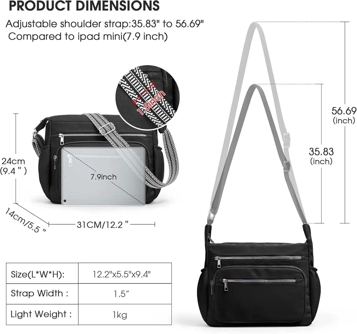 Fancy Forest Tote Bag for Women - Shoulder Handbag Bag with Multiple Pockets, Crossbody Purse for Ladies' Travel, Work
