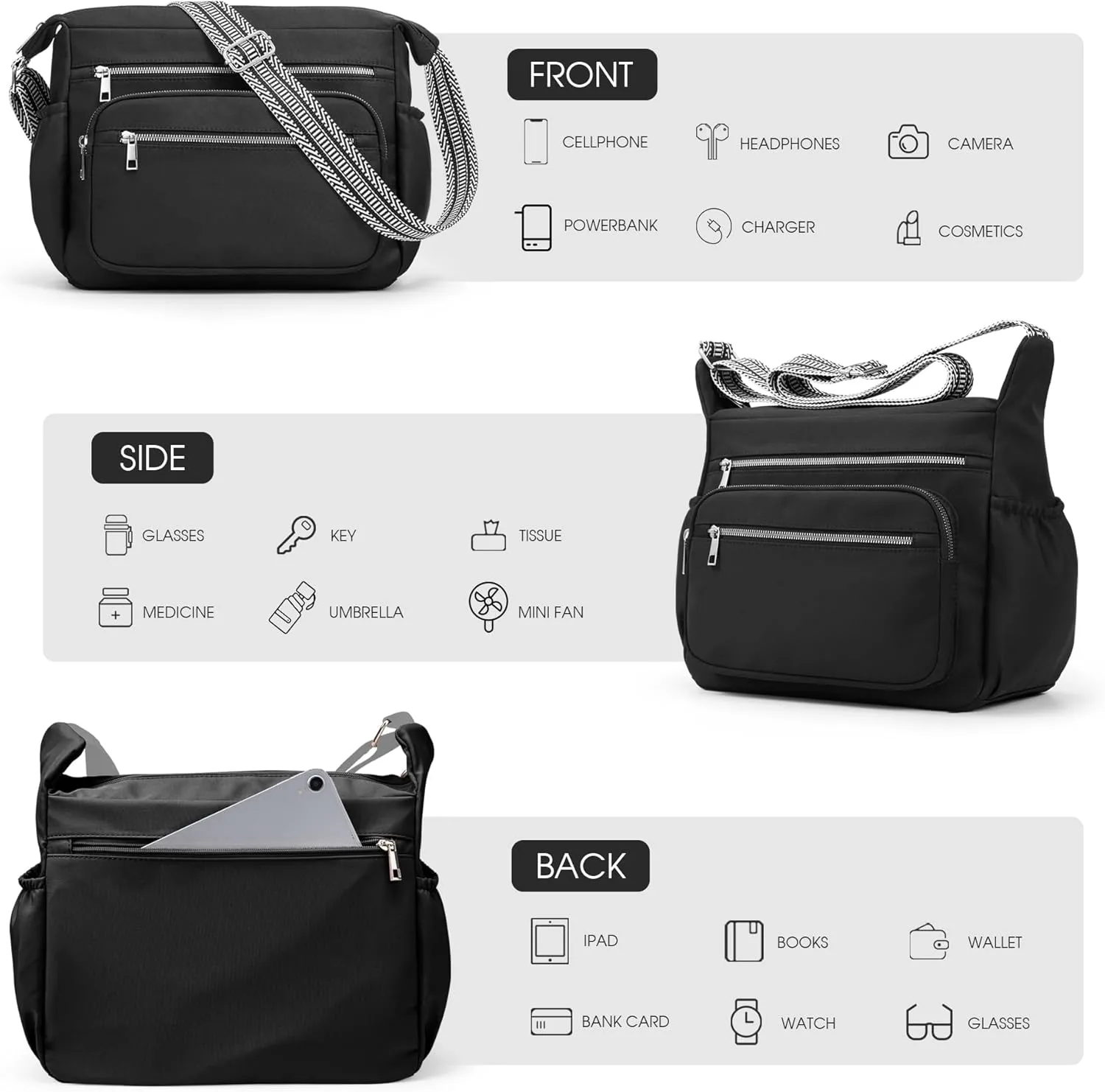 Fancy Forest Tote Bag for Women - Shoulder Handbag Bag with Multiple Pockets, Crossbody Purse for Ladies' Travel, Work