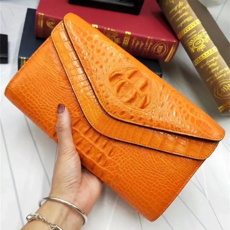 Fashion Designer Genuine Crocodile Female Women Small Envelop Purse Real Alligator Leather Ladies Single Cross Shoulder Bag