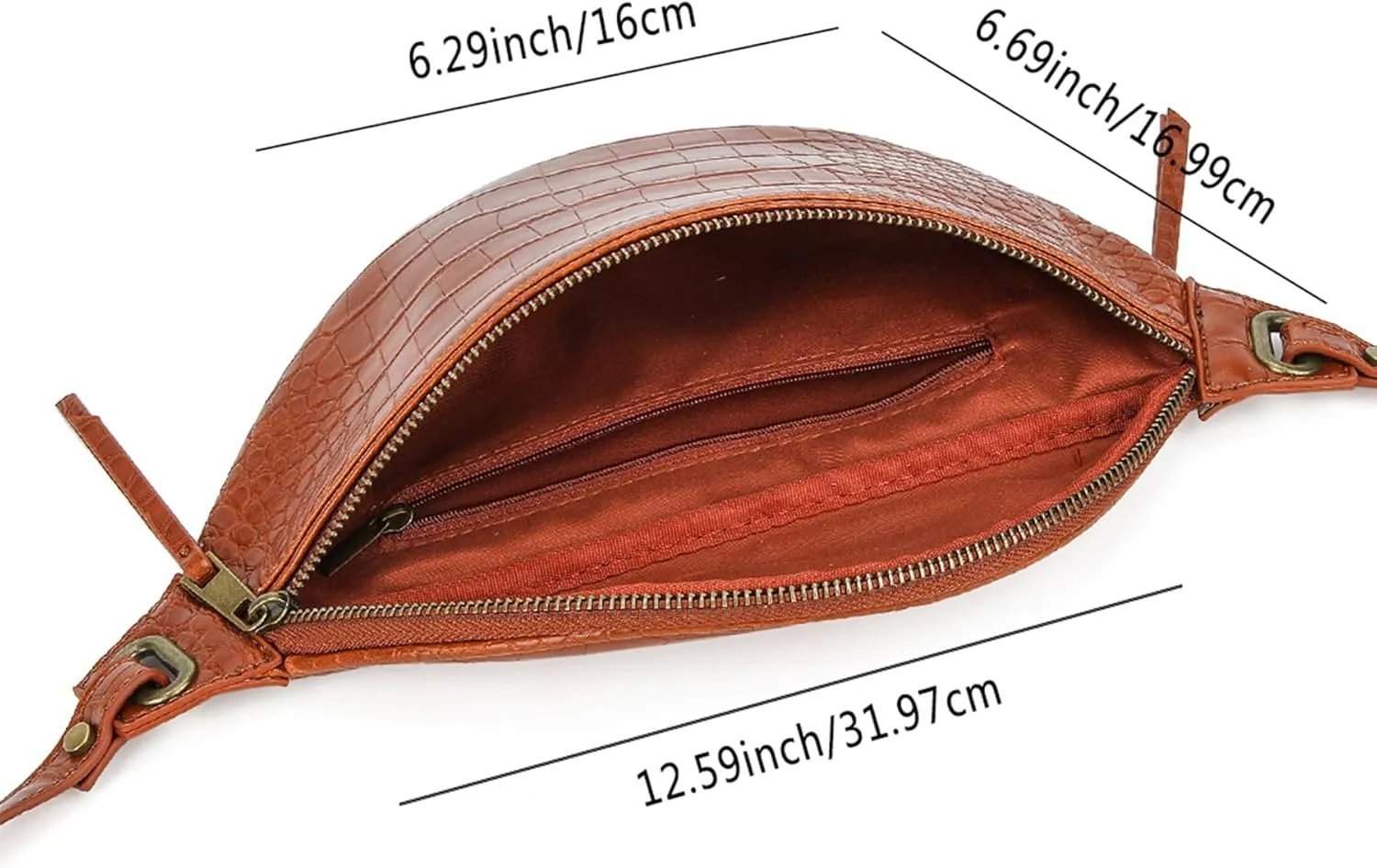 Fashion Waist Pack for Women Men Embossed Croc Leather Fanny Pack Crossbody Bags Waist Belt Bag for Travel Hiking Cycling Brown