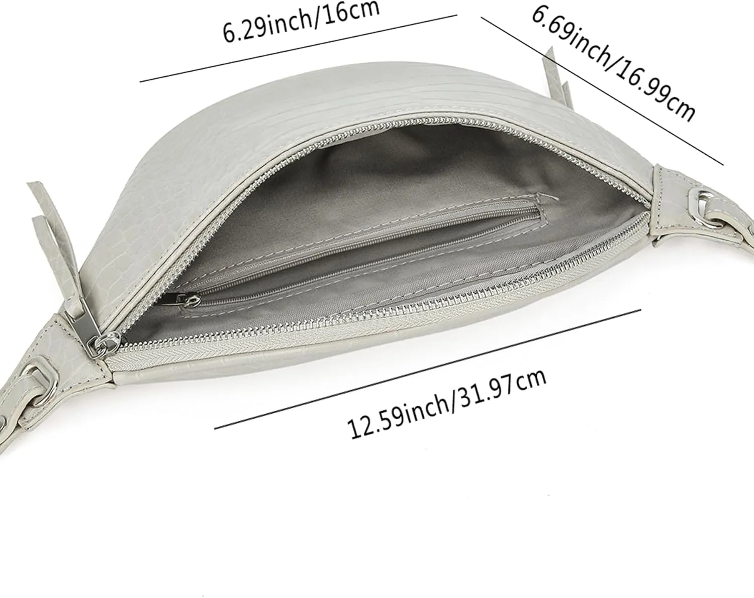 Fashion Waist Pack for Women Men Embossed Croc Leather Fanny Pack Crossbody Bags Waist Belt Bag for Travel Hiking Cycling Off White