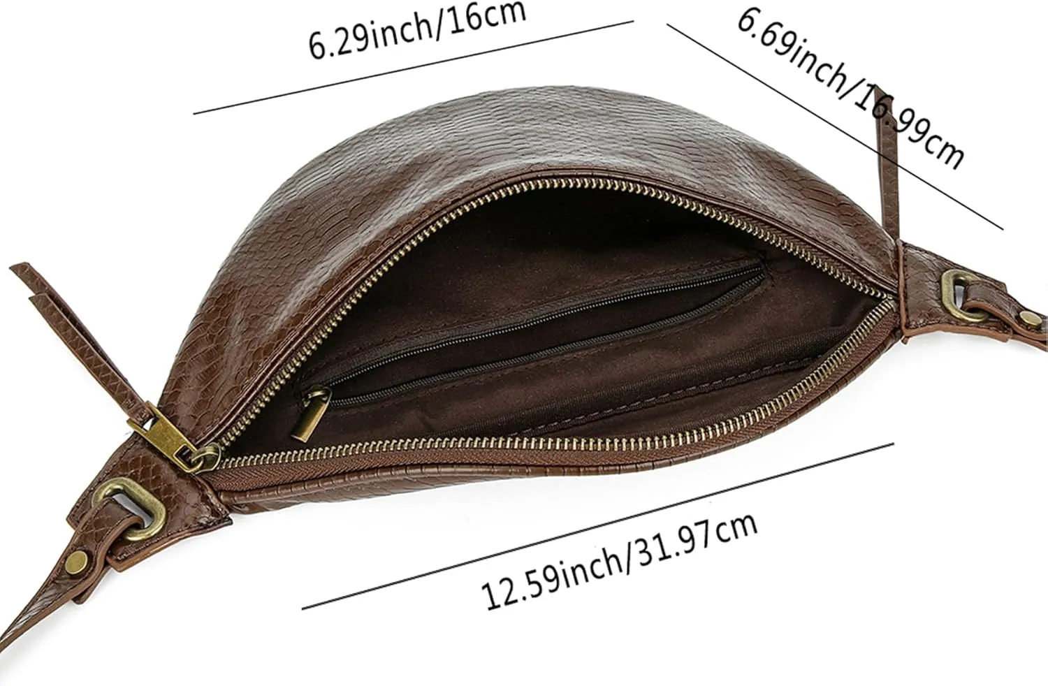 Fashion Waist Pack for Women Men Embossed Snakeskin Leather Fanny Pack Crossbody Bags Waist Belt Bag for Travel Hiking Cycling Dark Brown