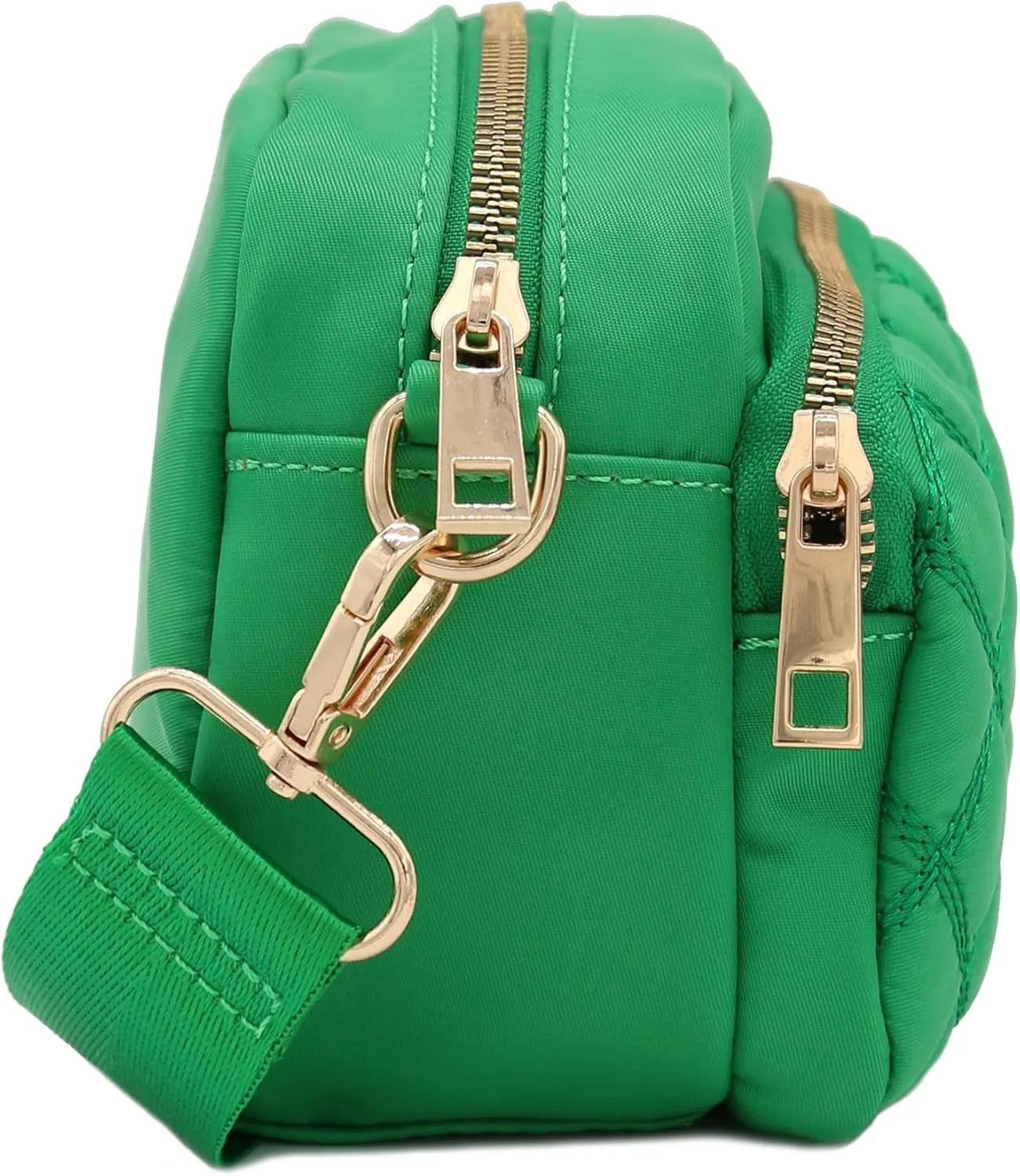 FashionPuzzle Quilted Nylon Crossbody Bag with Wide Strap