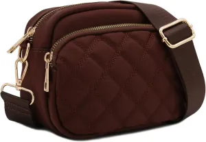FashionPuzzle Quilted Nylon Crossbody Bag with Wide Strap