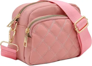 FashionPuzzle Quilted Nylon Crossbody Bag with Wide Strap