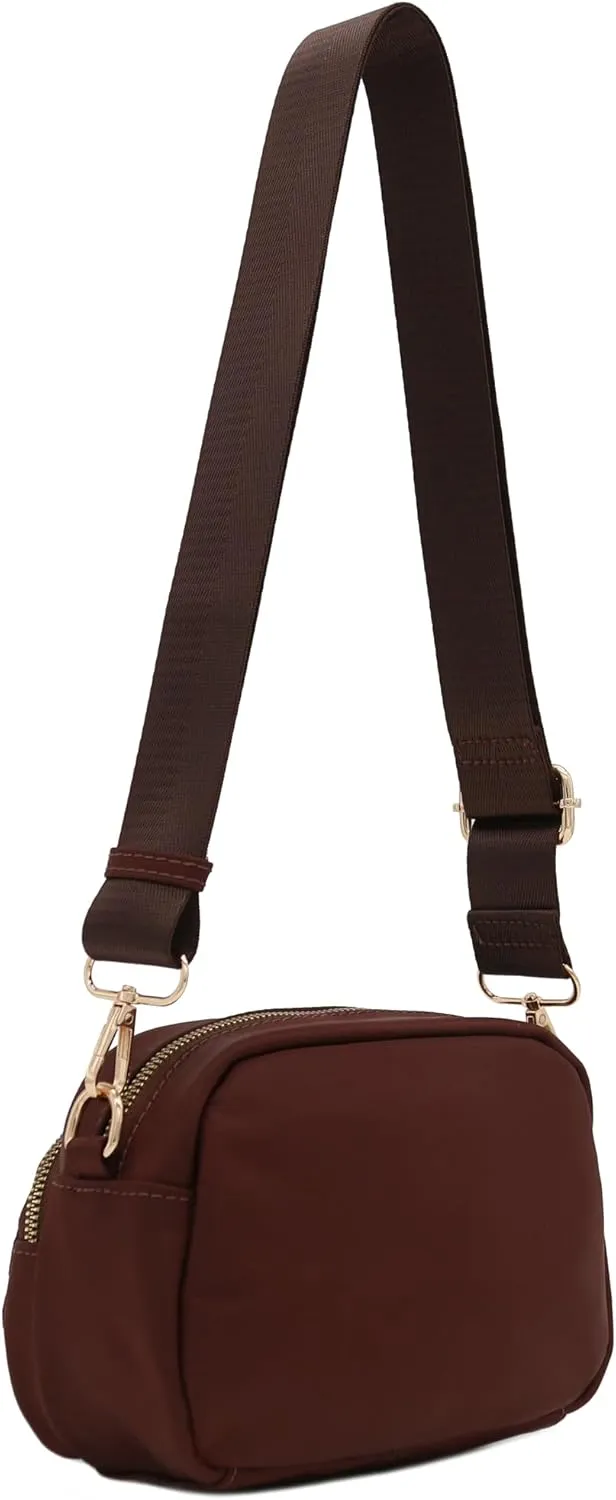 FashionPuzzle Quilted Nylon Crossbody Bag with Wide Strap