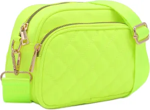 FashionPuzzle Quilted Nylon Crossbody Bag with Wide Strap