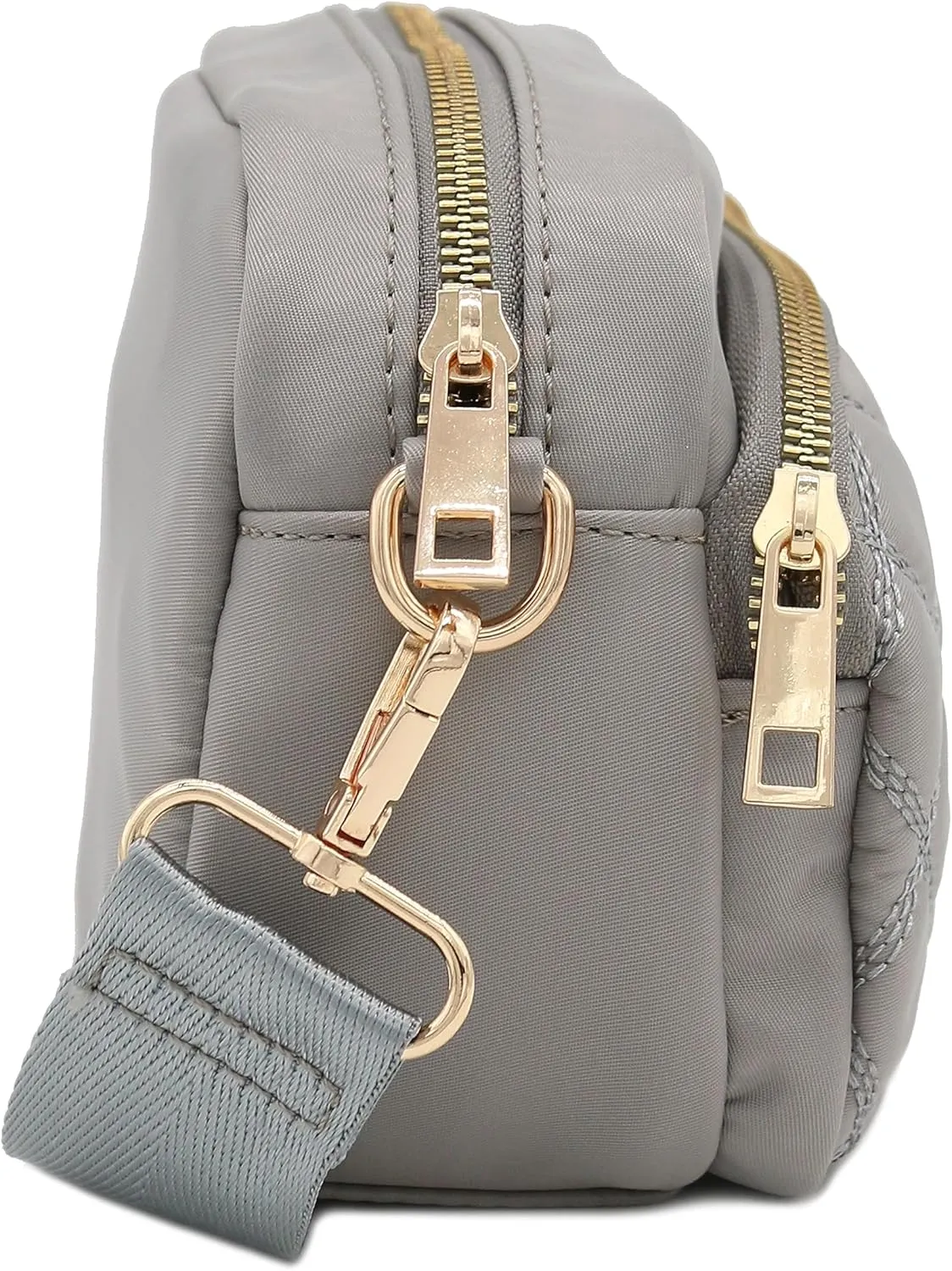 FashionPuzzle Quilted Nylon Crossbody Bag with Wide Strap