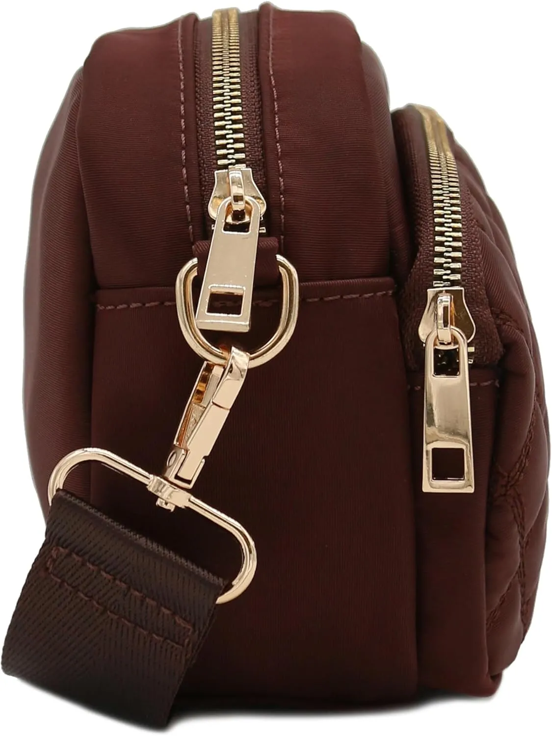 FashionPuzzle Quilted Nylon Crossbody Bag with Wide Strap
