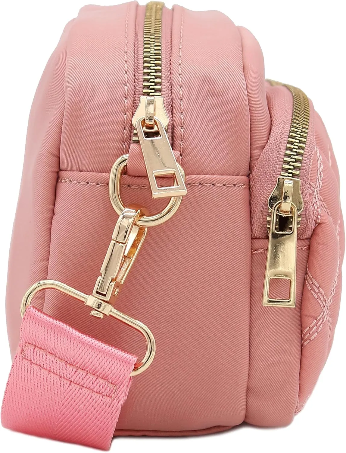 FashionPuzzle Quilted Nylon Crossbody Bag with Wide Strap