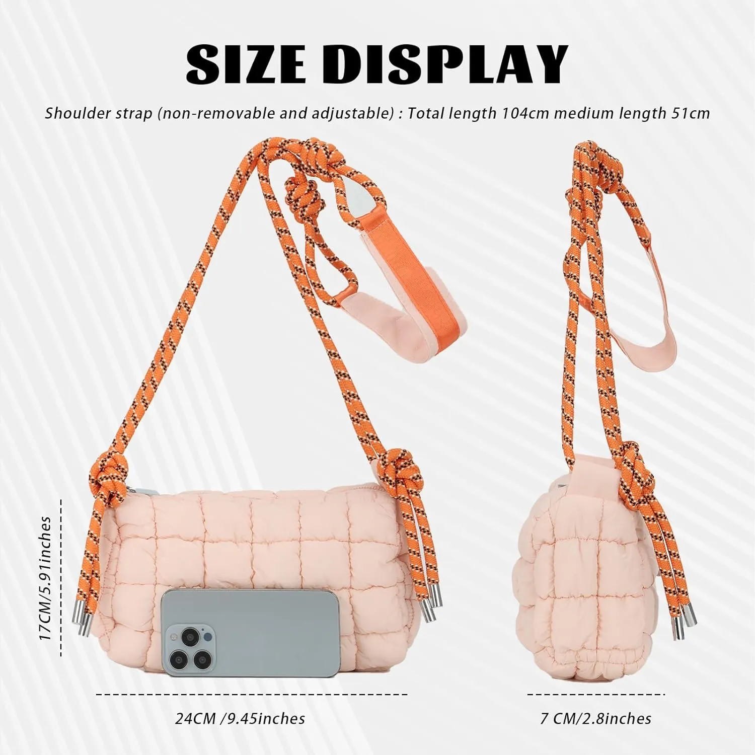 Fecialy Quilted Puffer Tote Bag for Women Quilted Crossbody Bag Lightweight Nylon Shoulder Bag Puff Padding Handbags