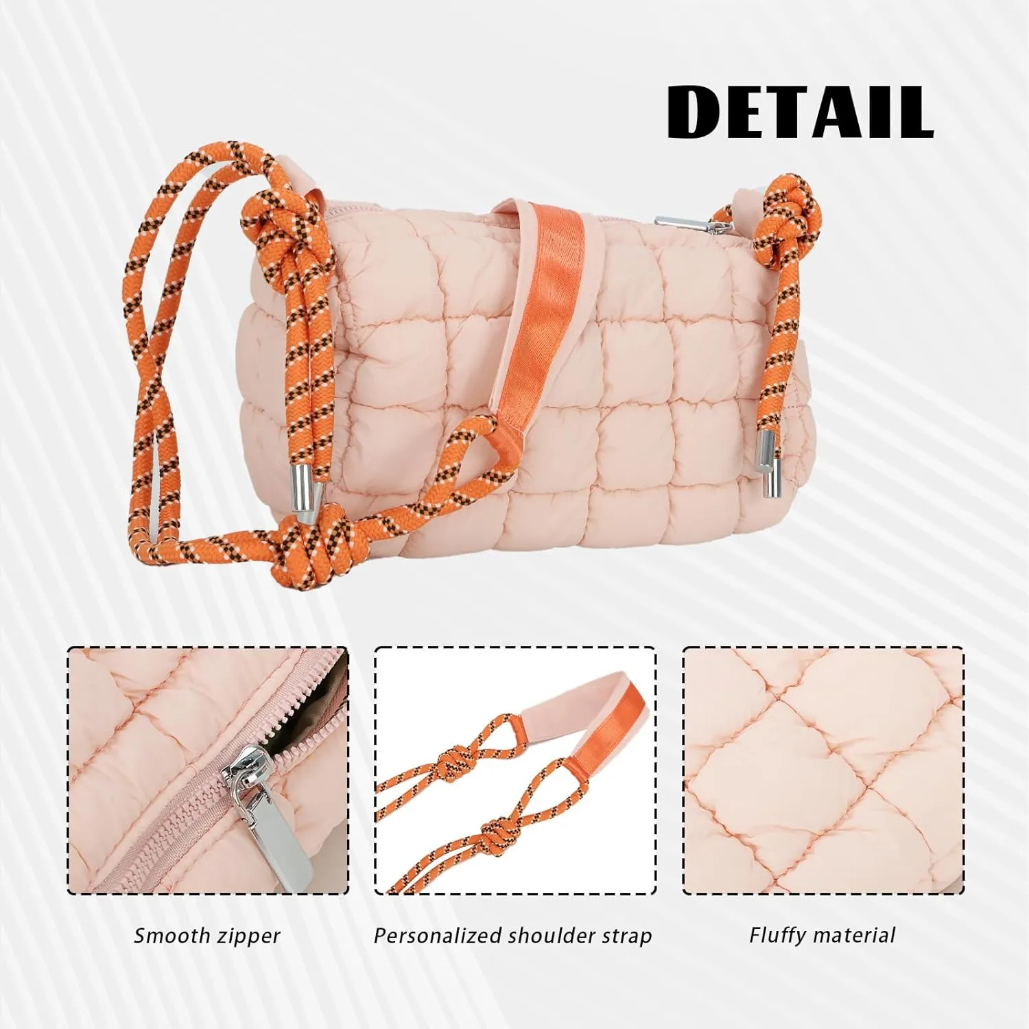Fecialy Quilted Puffer Tote Bag for Women Quilted Crossbody Bag Lightweight Nylon Shoulder Bag Puff Padding Handbags