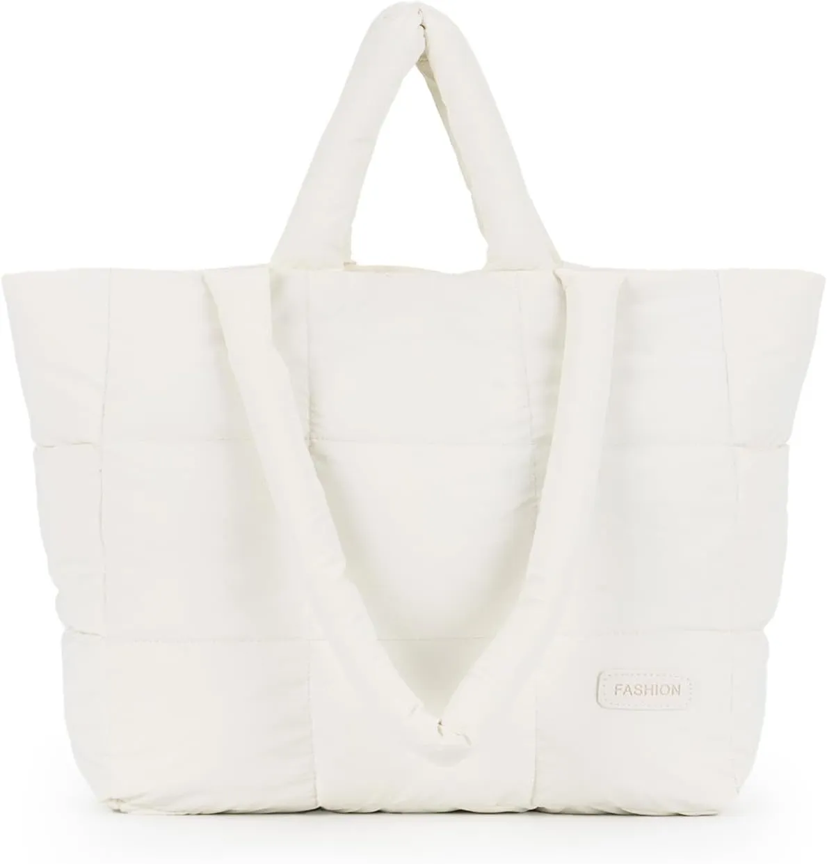 Fecialy Quilted Tote for Women - Large Puffer Shoulder Bag, Puffy Nylon Satchel Travel Handbag